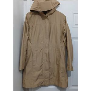 Ll bean womens medium tan hoodie rain jacket trench coat